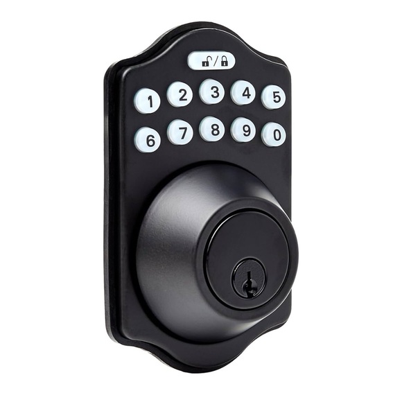 Black Electronic Keypad Deadbolt Lock - Picture 1 of 9